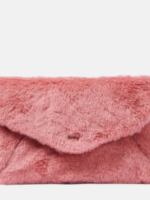 Шелковый шерстяной клатч из альпаки Max Mara розовый
