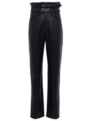 Kožené rovné kalhoty s vysokým pasem Philosophy Di Lorenzo Serafini černé