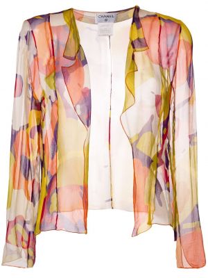 Blusa con estampado transparente con estampado abstracto Chanel Pre-owned amarillo