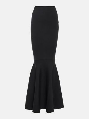 Шерстяная длинная юбка с высокой талией Nina Ricci черная