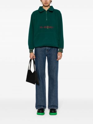 Flīsa kapučdžemperis ar izšuvumiem Saint Laurent Pre-owned zaļš