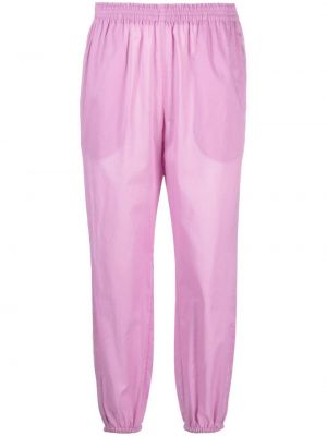 Βαμβακερό παντελόνι Tory Burch ροζ