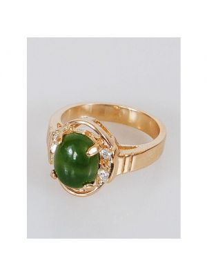 Кольцо помолвочное Lotus Jewelry, нефрит, 16 зеленый