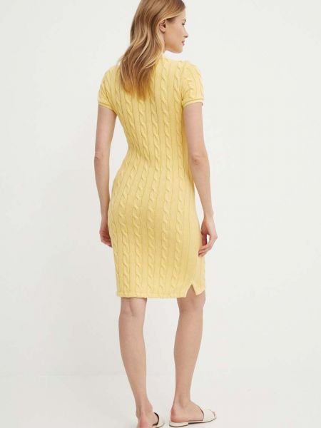 Хлопковое платье мини Polo Ralph Lauren желтое