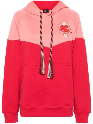 Pamučna hoodie s kapuljačom s vezom Etro ružičasta