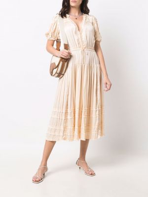 Kleid mit plisseefalten Ulla Johnson gelb