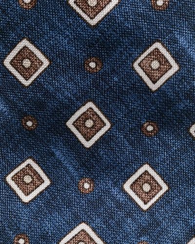 Jedwabny krawat z nadrukiem Dell'oglio niebieski