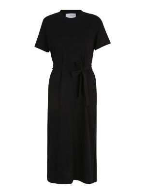 Jednofarebné bavlnené priliehavé šaty Selected Femme Petite - čierna