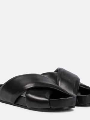 Prešívané kožené sandále Jil Sander čierna
