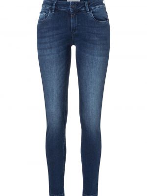 Bavlnené džínsy s vysokým pásom na zips Timezone - modrá