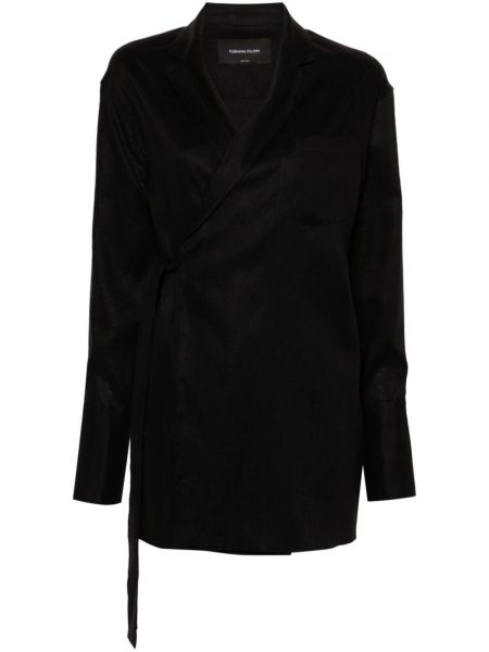 Veste longue en lin Fabiana Filippi noir