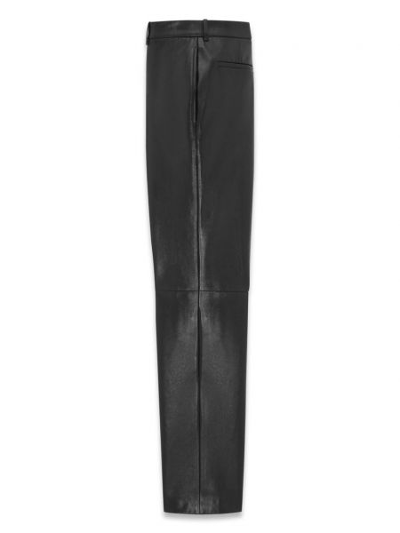 Pantalon taille haute en cuir Saint Laurent noir