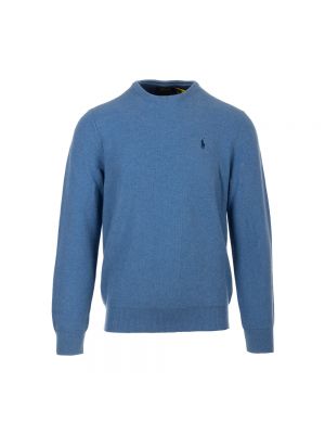 Dzianinowy sweter w jednolitym kolorze Ralph Lauren niebieski