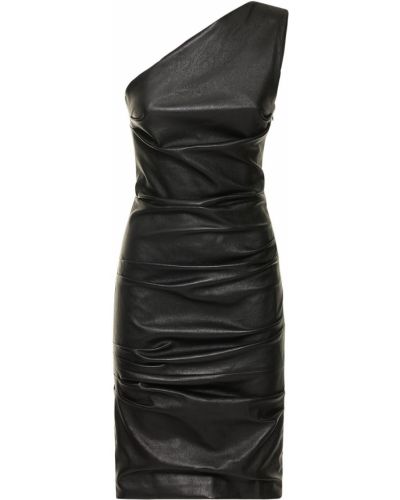 Кожена мини рокля Michael Kors Collection черно