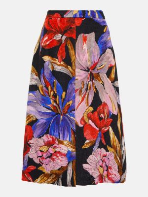 Midi suknja s cvjetnim printom Dries Van Noten crna