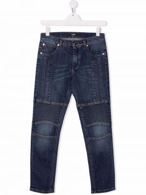 Slim fit stretch farkut tytöille Balmain Kids sininen