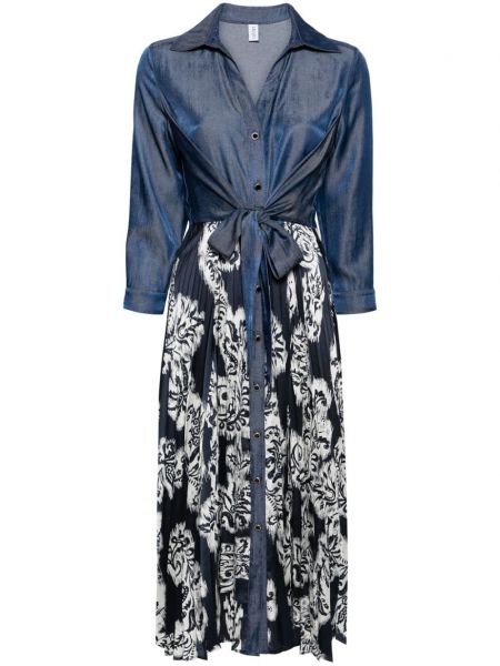 Satynowa sukienka midi plisowana Liu Jo niebieska