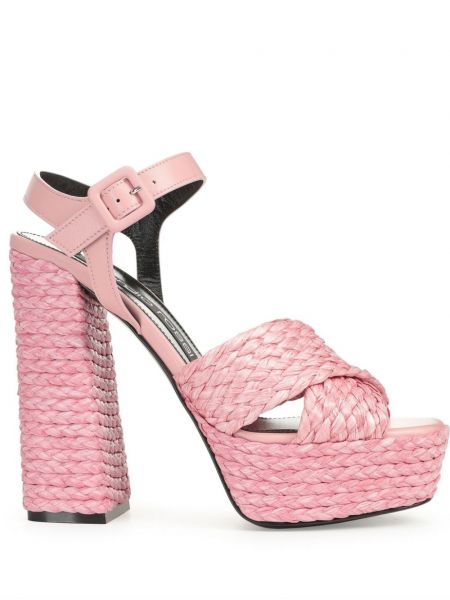 Sandały na platformie Sergio Rossi różowe