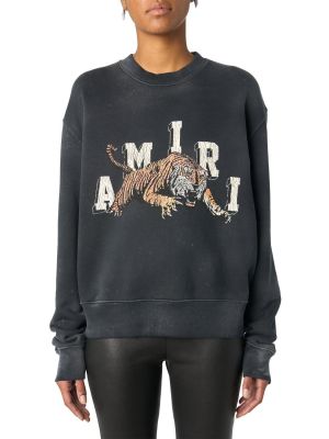 Raštuotas medvilninis džemperis su tigro raštu Amiri juoda