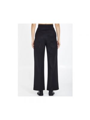 Pantalones de cintura alta de lana Loewe negro