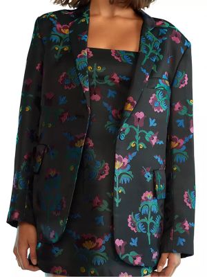 Пиджак в цветочек с принтом оверсайз Cynthia Rowley черный