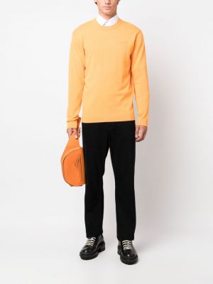 Sweter z nadrukiem z okrągłym dekoltem Karl Lagerfeld pomarańczowy