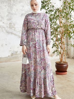 Rochie din viscoză cu model floral Instyle violet