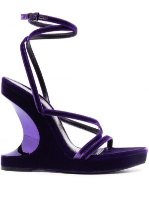 Sandale de catifea cu pană Tom Ford violet