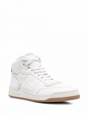 Sneakersy sznurowane koronkowe Saint Laurent białe
