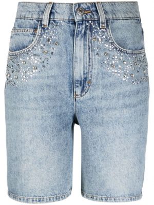 Kratke jeans hlače s kristali Maje modra