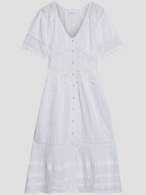 Кружевное бархатное ажурное платье миди Velvet By Graham & Spencer, белое