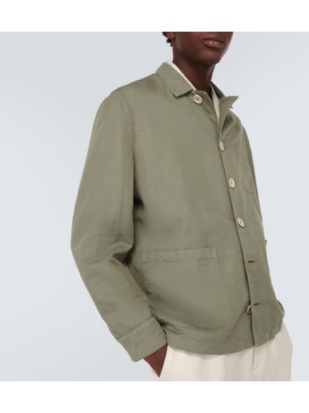 Pamučna lanena jakna Brunello Cucinelli zelena