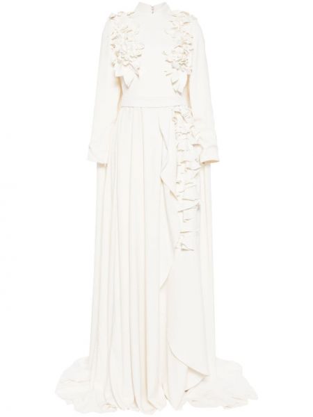 Rochie de seară cu model floral Saiid Kobeisy alb