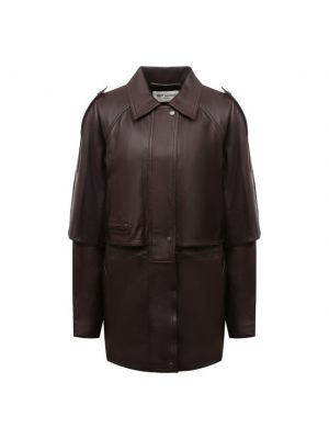 Кожаная куртка Saint Laurent коричневая