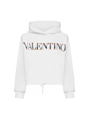 Bluza z kapturem bawełniana Valentino biała
