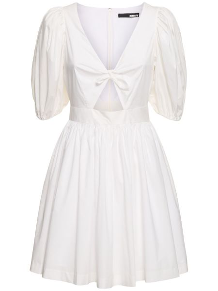 Pamučna mini haljina s balon rukavima Rotate bijela