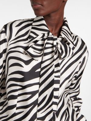 Bluză de mătase cu imagine Gucci negru