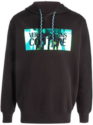 Raštuotas džemperis su gobtuvu Versace Jeans Couture juoda