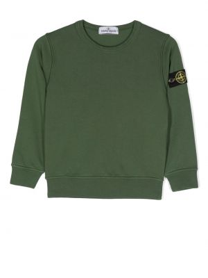 Hoodie med rund ringning för tjejer Stone Island Junior grön