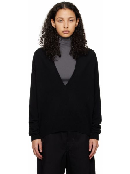 Черный свитер с глубоким v-образным вырезом Lemaire, Black