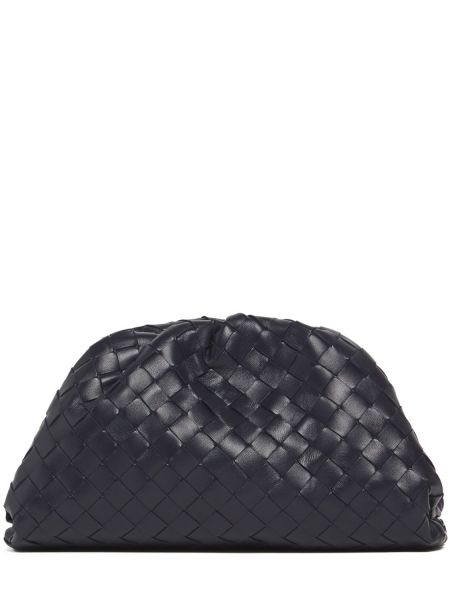 Lær clutch Bottega Veneta blå