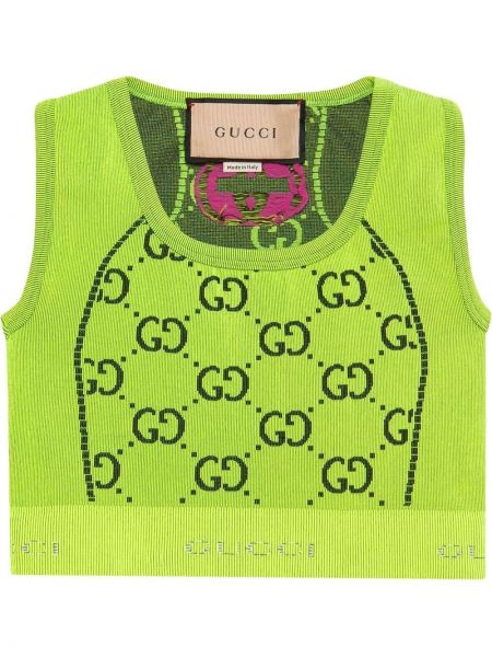 Top in tessuto jacquard Gucci verde