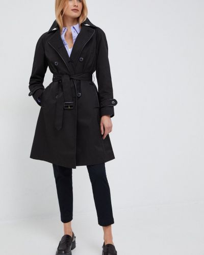 Trench kabát Lauren Ralph Lauren dámský,  , přechodný, dvouřadový - Černá