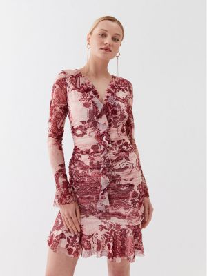 Koktel haljina slim fit Guess ružičasta