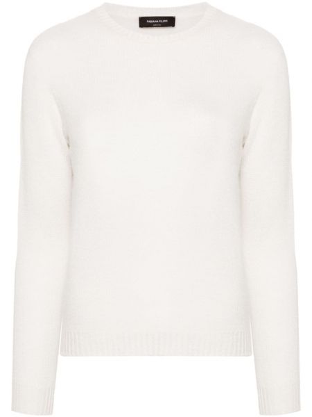 Кашмирен пуловер с кръгло деколте Fabiana Filippi бяло