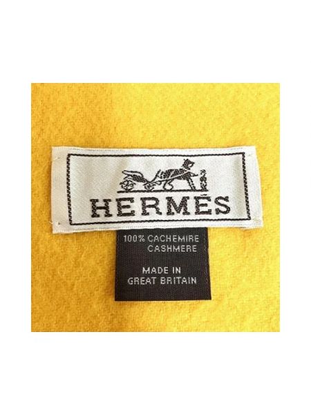Bufanda de cachemir con estampado de cachemira Hermès Vintage amarillo