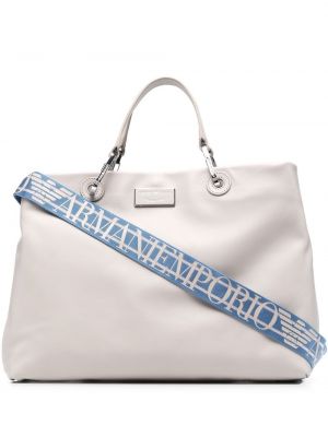 Lær shoppingbag Emporio Armani grå