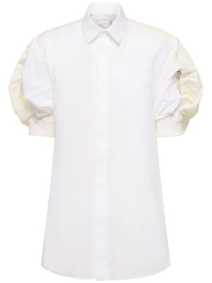 Bombažna mini obleka iz najlona Sacai bela