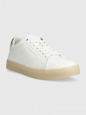 Кожаные беговая обувь на шнуровке с жемчугом Calvin Klein белые