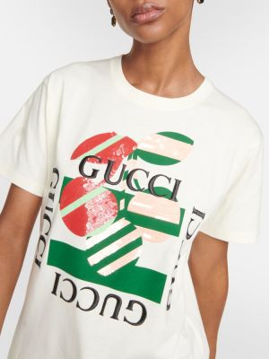 Pamučna majica s printom od jersey Gucci ružičasta